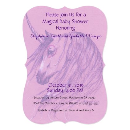 Unicorn Baby Shower Invitation Pink Purple native