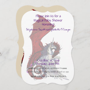 Unicorn Baby Shower Invitation Red Dragon