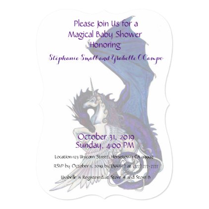 Unicorn Baby Shower Invitation Red Dragon