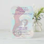 Unicorn Baby Shower Invitation Red Dragon (Standing Front)