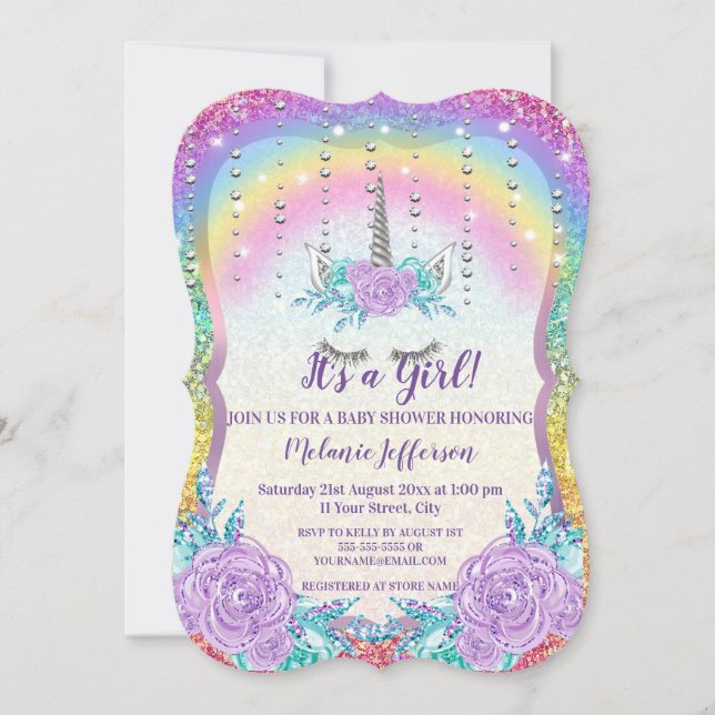 Unicorn Baby Shower Invitations (Front)