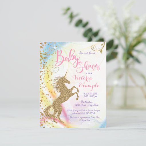 Unicorn Baby Shower Invitations Zazzle