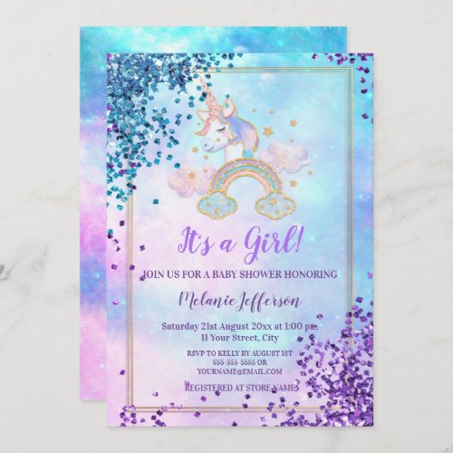 Unicorn Baby Shower Invitations