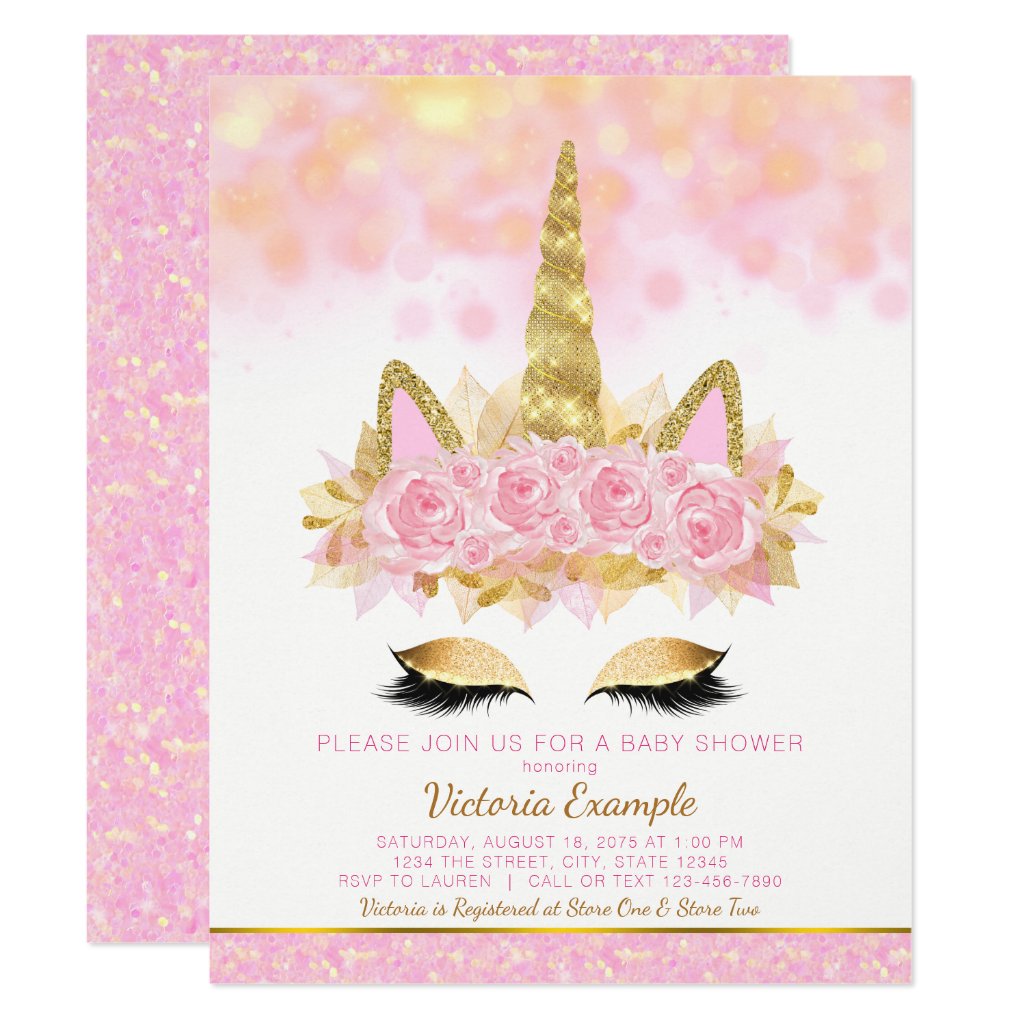 Unicorn baby shower invitations clearance free