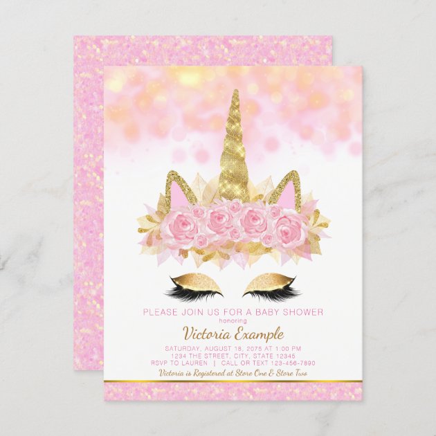 Unicorn baby shower store invites