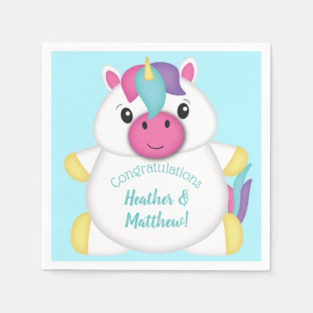 Unicorn Baby Shower Napkins (Front)