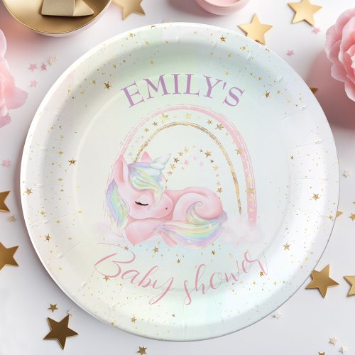 Unicorn Baby shower Paper Plates