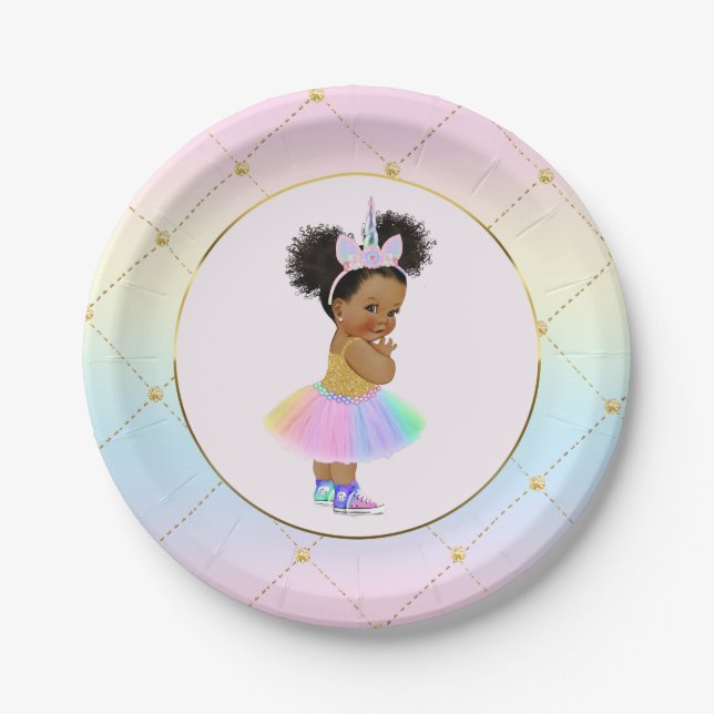 Unicorn baby shower paper plates (Front)