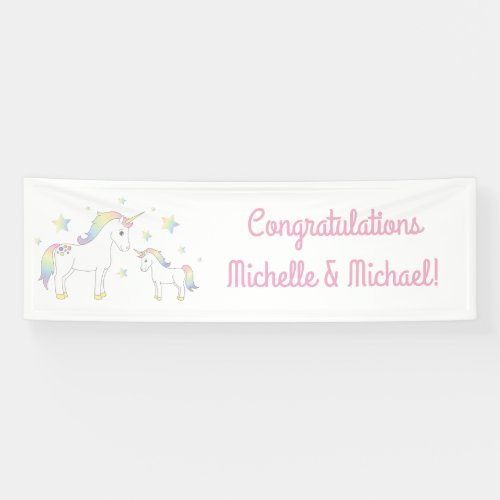 Unicorn Baby Shower Pastel Rainbow Cute Banner