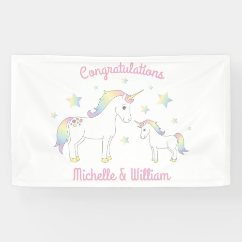 Unicorn Baby Shower Pastel Rainbow Cute Banner