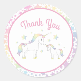 Unicorn Baby Shower Pastel Rainbow Cute Classic Round Sticker