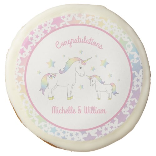 Unicorn Baby Shower Pastel Rainbow Sugar Cookie