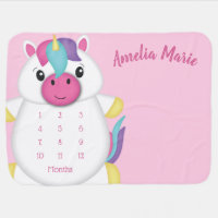 Unicorn Baby Shower Pink Baby Blanket