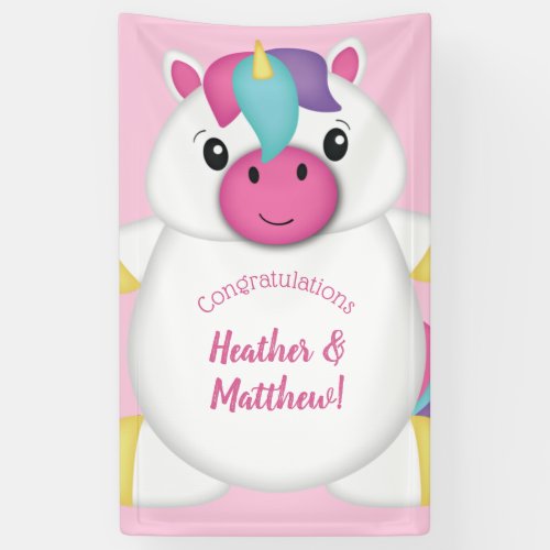 Unicorn Baby Shower Pink Banner