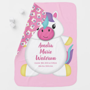 Unicorn Baby Shower Pink Blanket