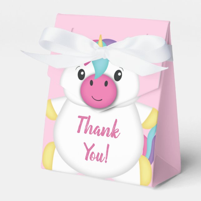 Unicorn Baby Shower Pink Favor Boxes (Front Side)