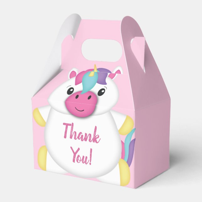 Unicorn Baby Shower Pink Favor Boxes (Front Side)