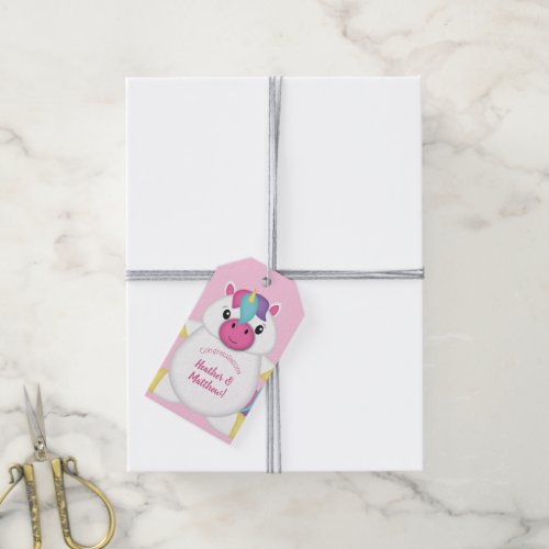 Unicorn Baby Shower Pink Gift Tags