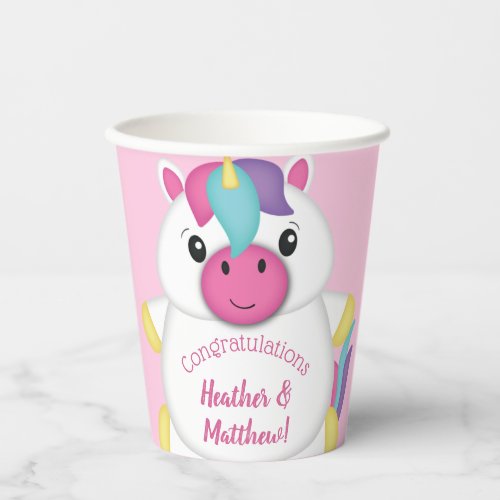 Unicorn Baby Shower Pink Paper Cups