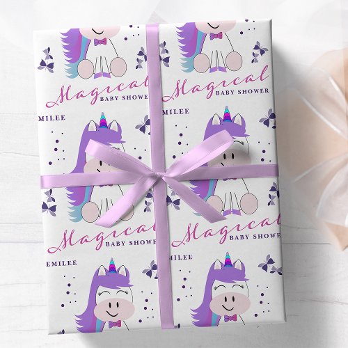 Unicorn Baby Shower Rainbow Colors Wrapping Paper
