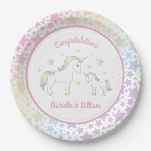Unicorn Baby Shower Rainbow Paper Plates