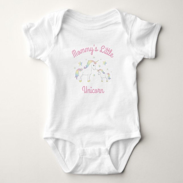 Unicorn Baby Shower Rainbow Pastel Baby Bodysuit (Front)