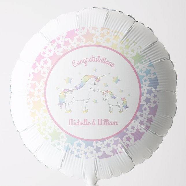 Unicorn Baby Shower Rainbow Pastel Balloon (Front)