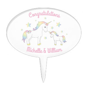 Unicorn Baby Shower Rainbow Pastel Cake Topper