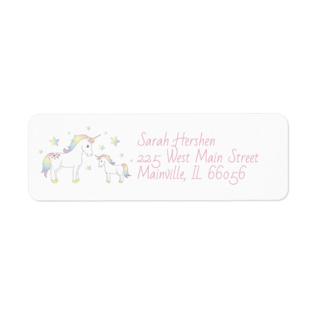 Unicorn Baby Shower Rainbow Pastel Label (Front)