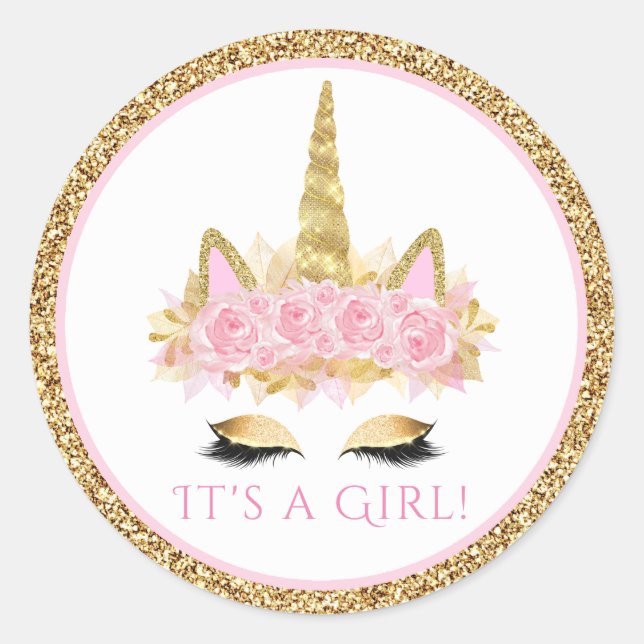 Unicorn Baby Shower Stickers (Front)