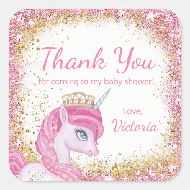 Unicorn Baby Shower Stickers (Front)