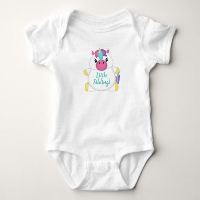 Unicorn Baby Shower Teal Baby Bodysuit (Front)