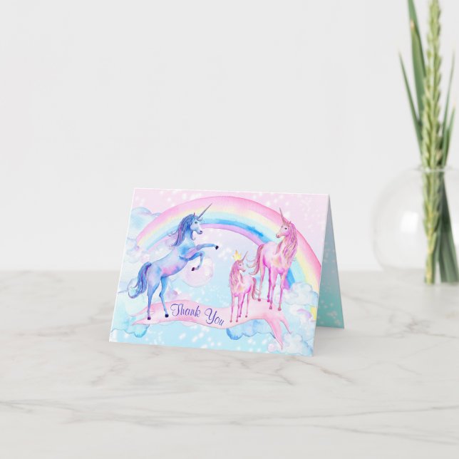 Unicorn Baby Shower Thank You Cards (Front)