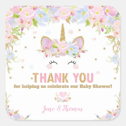 Unicorn Baby Shower Thank You Favor Sticker Labels