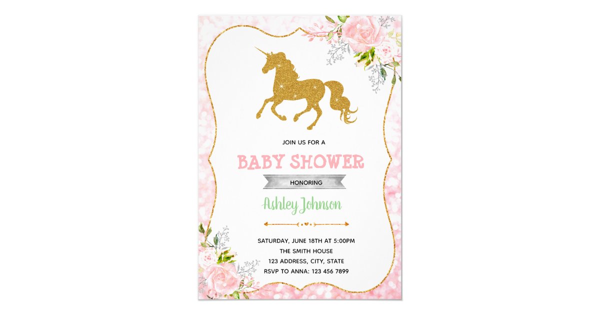 Unicorn Baby Shower Theme Party Invitation Zazzle Com
