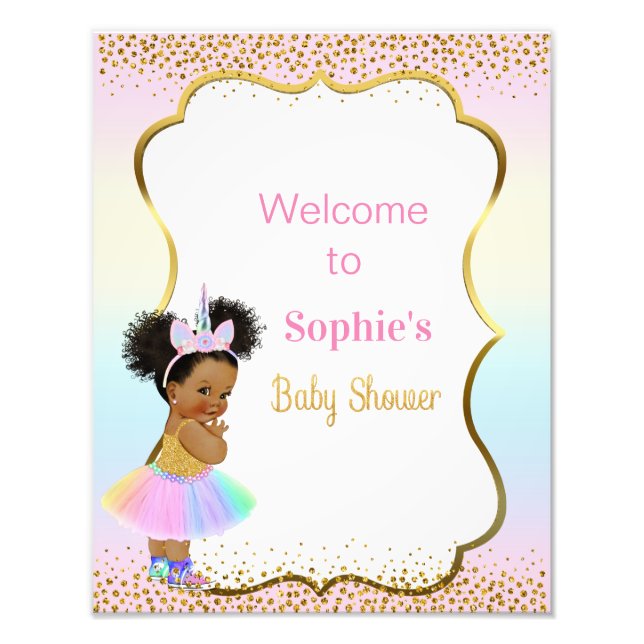 Unicorn baby shower welcome sign (Front)