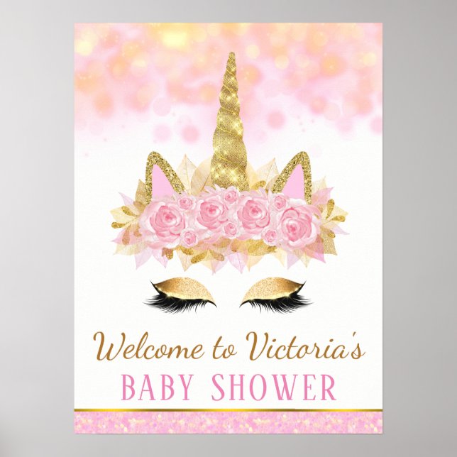 Unicorn Baby Shower Welcome Sign (Front)