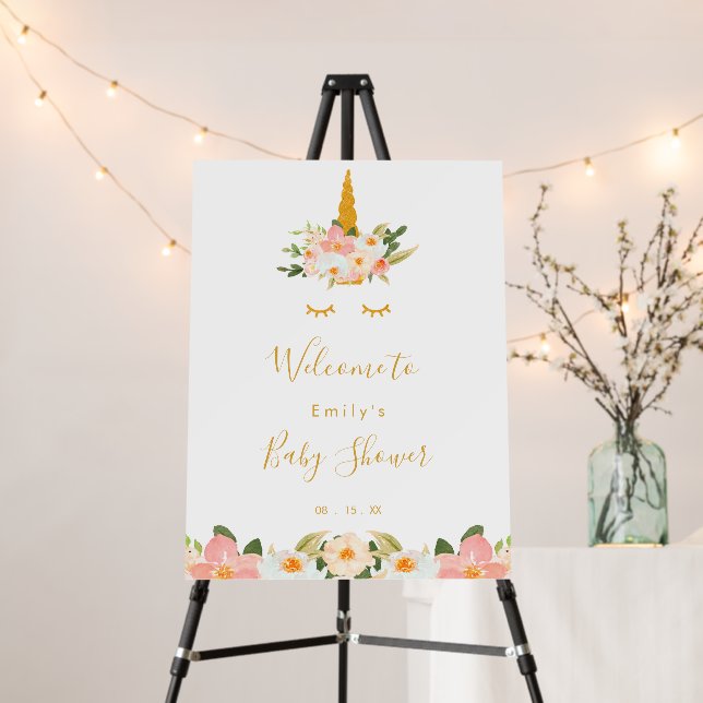 Unicorn Baby Shower Welcome Sign  (In Situ (Stand))