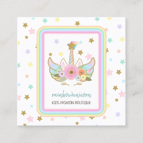 Unicorn Baby Sitter Childcare Square Business Card