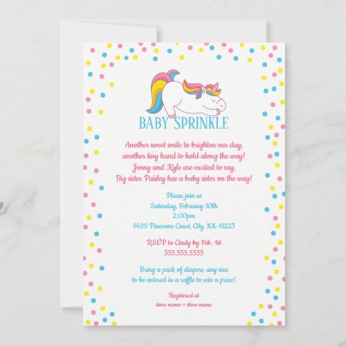 Unicorn Baby Sprinkle invitation