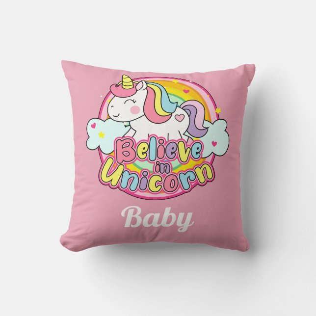 Unicorn  Baby  Throw Pillow (Front)