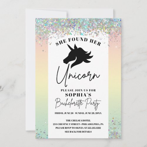 Unicorn Bachelorette Party Itinerary Invitation