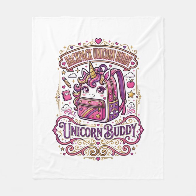 Unicorn Backpack Unicorn Buddy Stylish Merch Desig Fleece Blanket (Front)