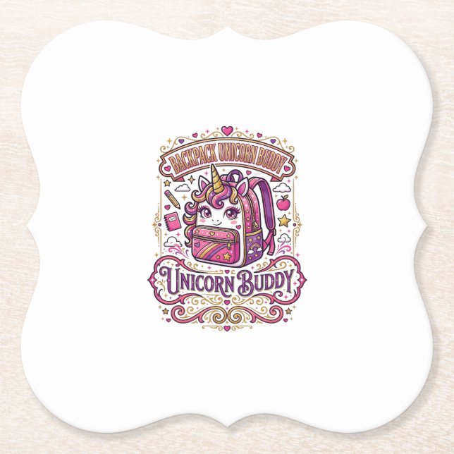Unicorn Backpack Unicorn Buddy Stylish Merch Desig Paper Coaster (Front)