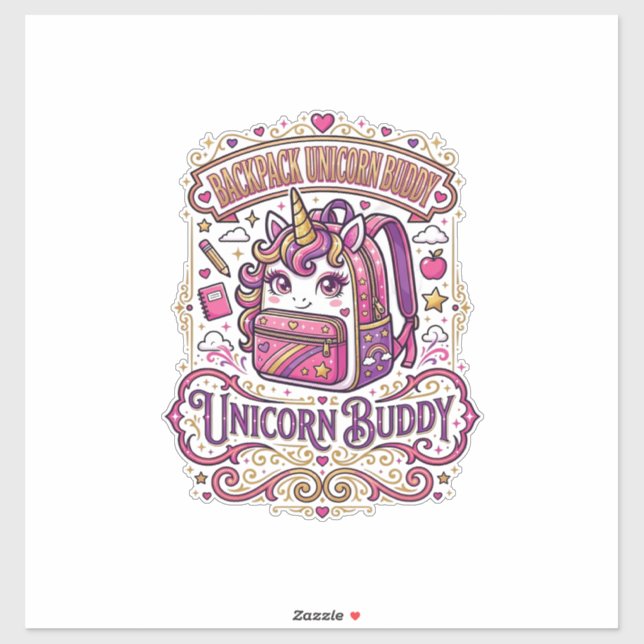 Unicorn Backpack Unicorn Buddy Stylish Merch Desig Sticker (Sheet)