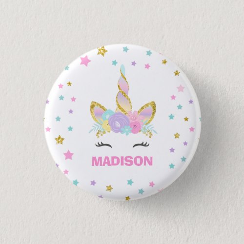 Unicorn Badge Unicorn Favor Party Pin Pink  Gold