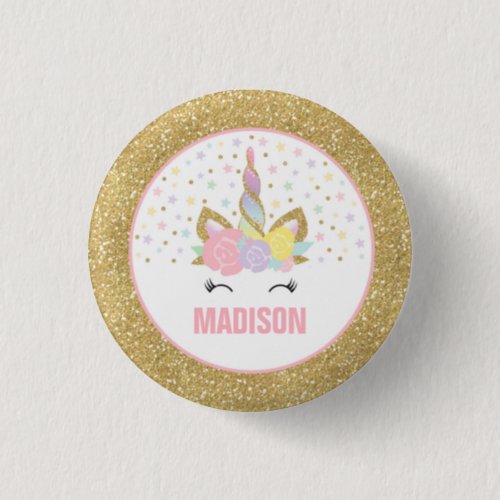 Unicorn Badge Unicorn Favor Party Pin Pink  Gold