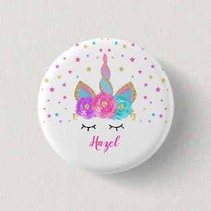 Unicorn Badge Unicorn Favor Party Pin Pink & Gold