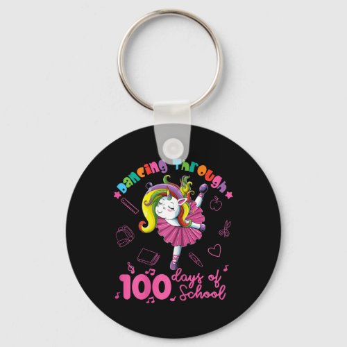 Unicorn Ballerina 100 Days Of School Girls  Keychain