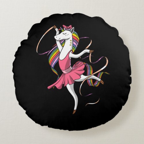 Unicorn Ballerina Round Pillow